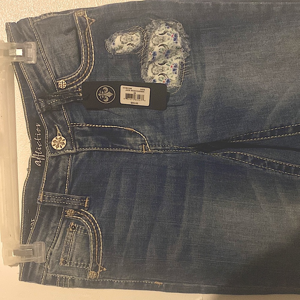 New with tags, Affliction Jade Aries Sienna Bootcut denim patchwork jeans